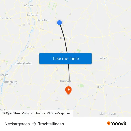 Neckargerach to Trochtelfingen map