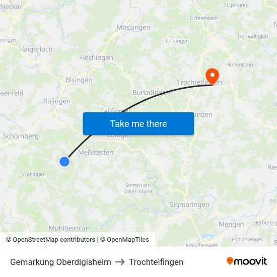 Gemarkung Oberdigisheim to Trochtelfingen map