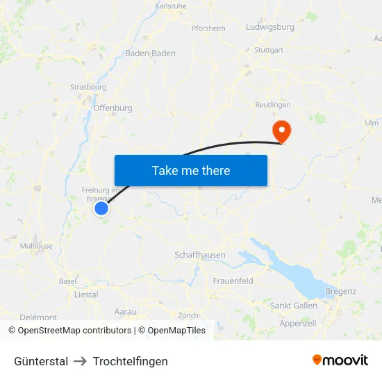 Günterstal to Trochtelfingen map