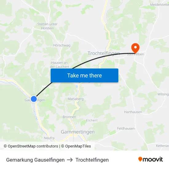 Gemarkung Gauselfingen to Trochtelfingen map