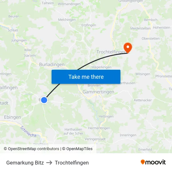 Gemarkung Bitz to Trochtelfingen map