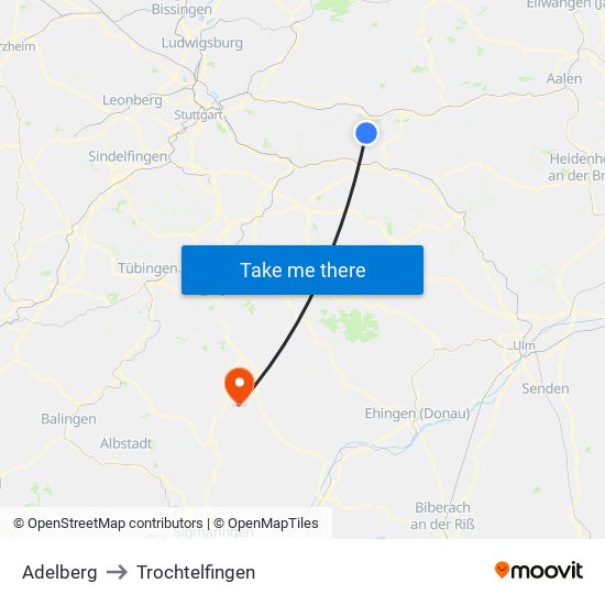 Adelberg to Trochtelfingen map