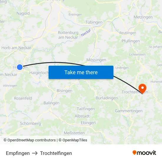 Empfingen to Trochtelfingen map