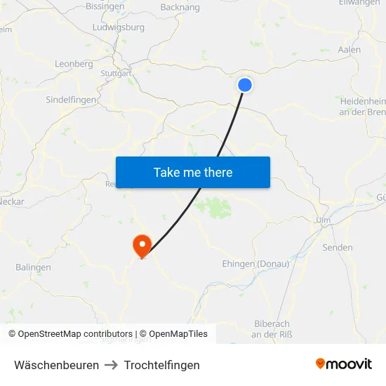 Wäschenbeuren to Trochtelfingen map