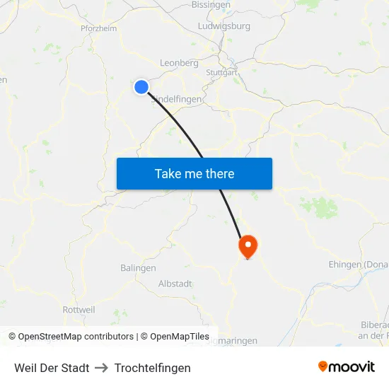Weil Der Stadt to Trochtelfingen map