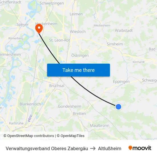 Verwaltungsverband Oberes Zabergäu to Altlußheim map