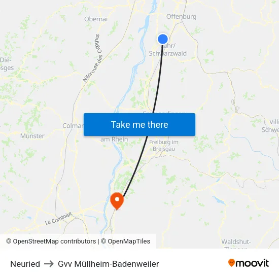 Neuried to Gvv Müllheim-Badenweiler map