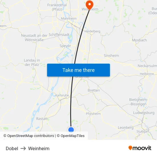 Dobel to Weinheim map