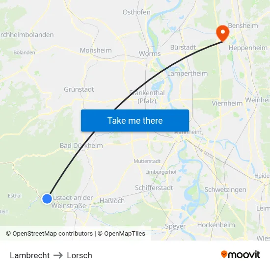 Lambrecht to Lorsch map