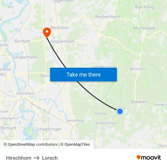 Hirschhorn to Lorsch map