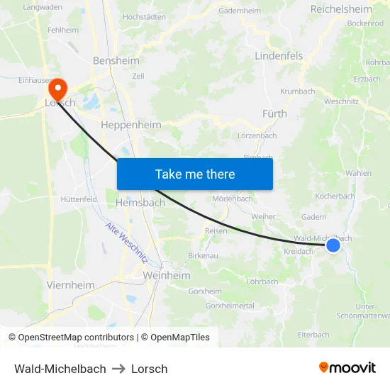 Wald-Michelbach to Lorsch map