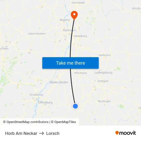 Horb Am Neckar to Lorsch map