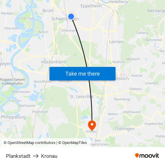 Plankstadt to Kronau map