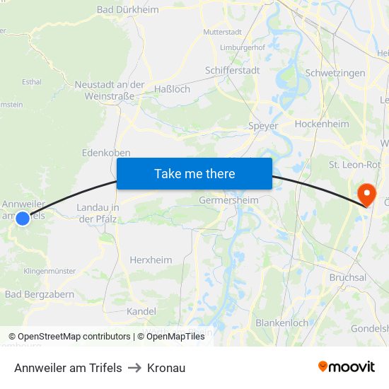 Annweiler am Trifels to Kronau map