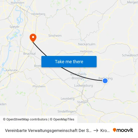 Vereinbarte Verwaltungsgemeinschaft Der Stadt Backnang to Kronau map