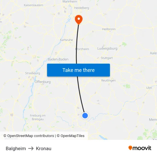 Balgheim to Kronau map