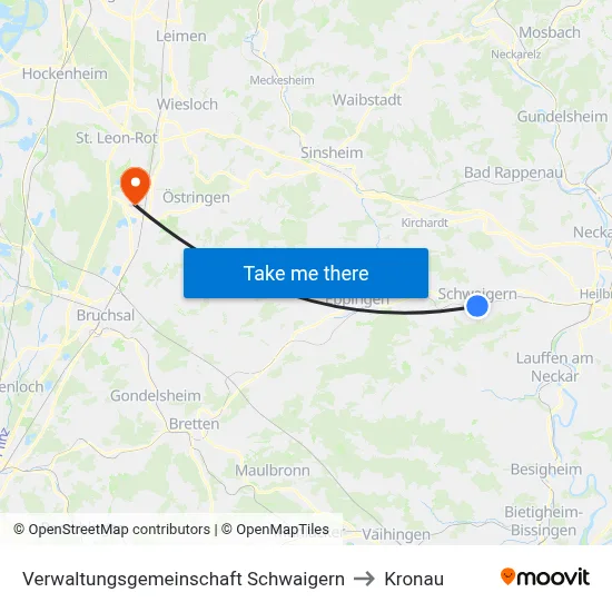 Verwaltungsgemeinschaft Schwaigern to Kronau map