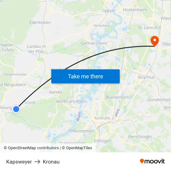 Kapsweyer to Kronau map