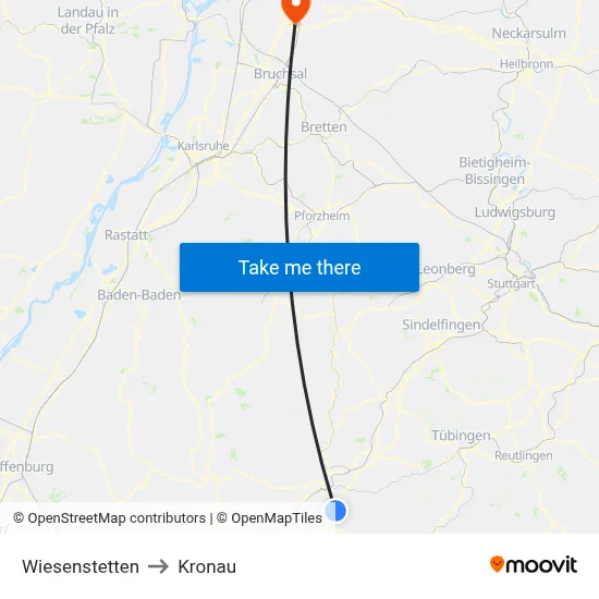 Wiesenstetten to Kronau map