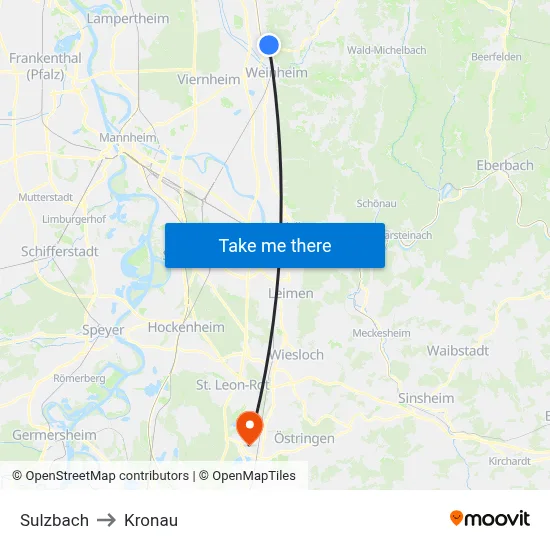 Sulzbach to Kronau map