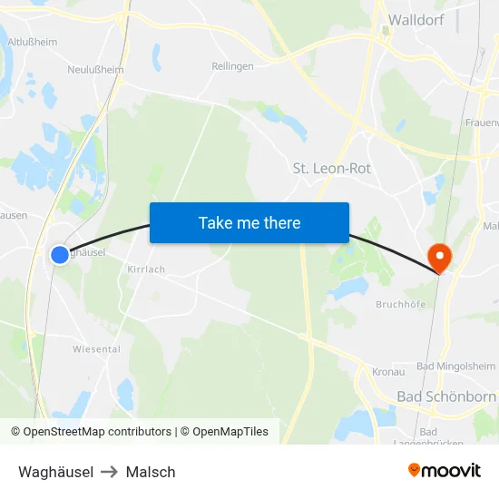Waghäusel to Malsch map