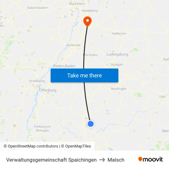 Verwaltungsgemeinschaft Spaichingen to Malsch map