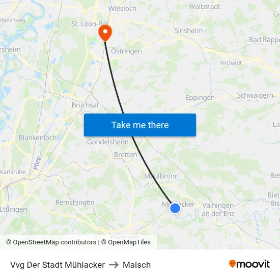 Vvg Der Stadt Mühlacker to Malsch map
