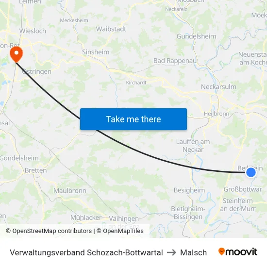 Verwaltungsverband Schozach-Bottwartal to Malsch map