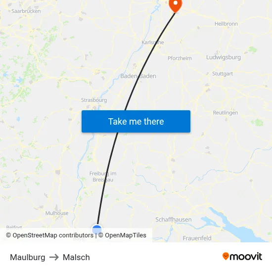 Maulburg to Malsch map