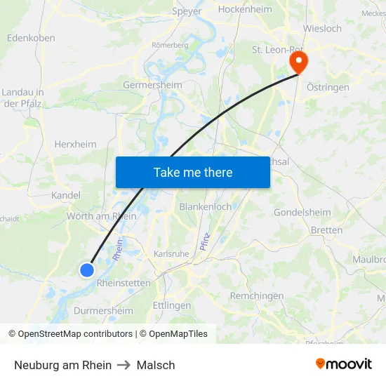 Neuburg am Rhein to Malsch map
