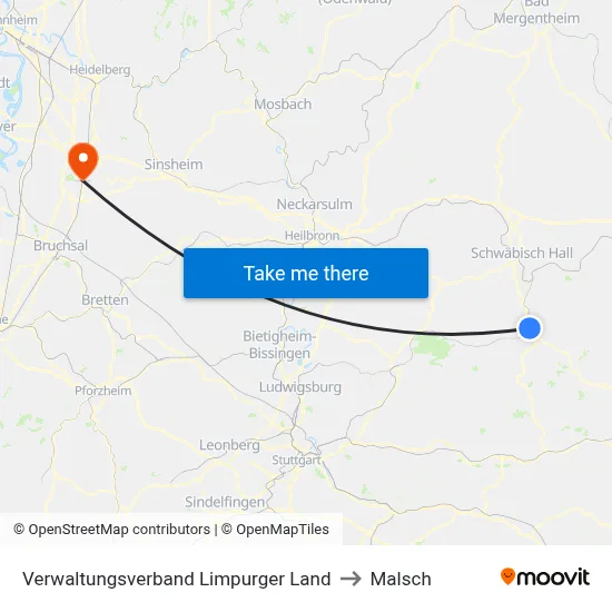 Verwaltungsverband Limpurger Land to Malsch map