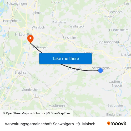 Verwaltungsgemeinschaft Schwaigern to Malsch map
