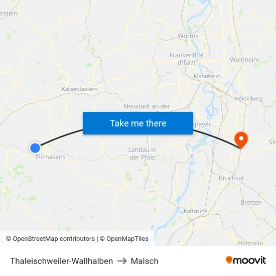 Thaleischweiler-Wallhalben to Malsch map