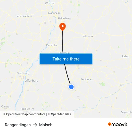 Rangendingen to Malsch map