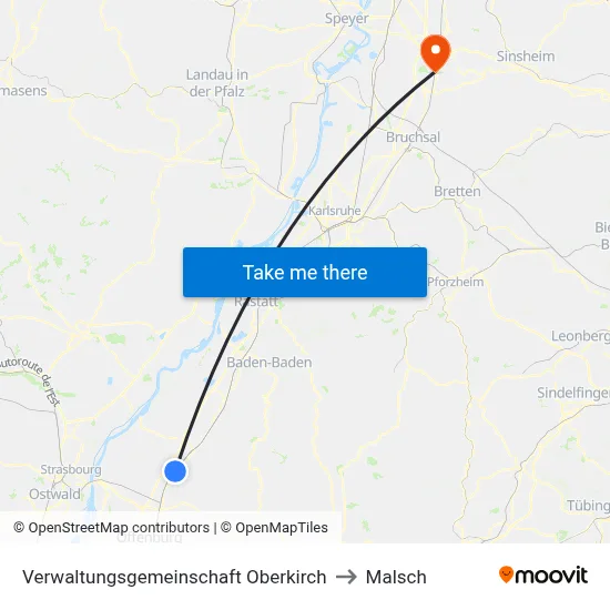 Verwaltungsgemeinschaft Oberkirch to Malsch map
