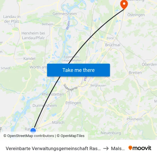 Vereinbarte Verwaltungsgemeinschaft Rastatt to Malsch map