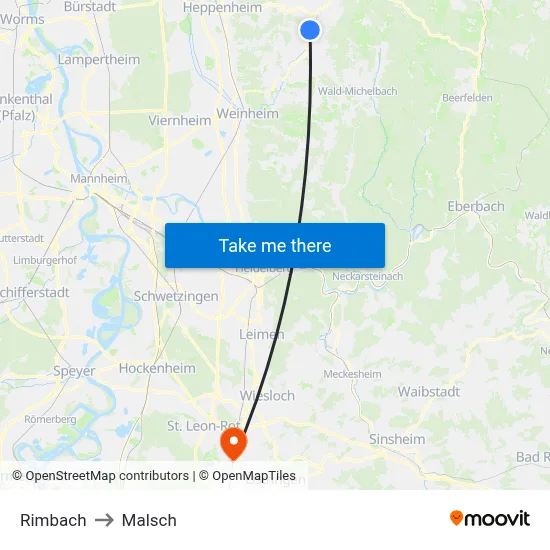 Rimbach to Malsch map