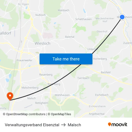 Verwaltungsverband Elsenztal to Malsch map