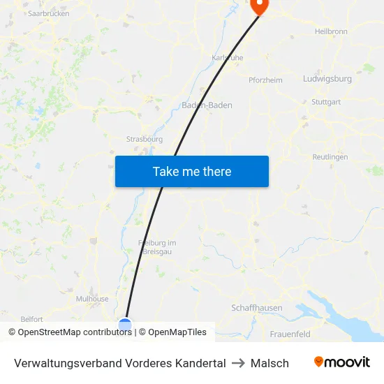 Verwaltungsverband Vorderes Kandertal to Malsch map