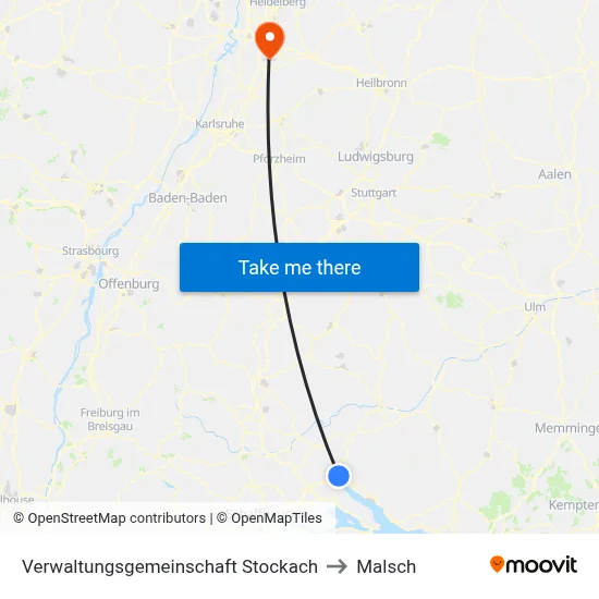 Verwaltungsgemeinschaft Stockach to Malsch map
