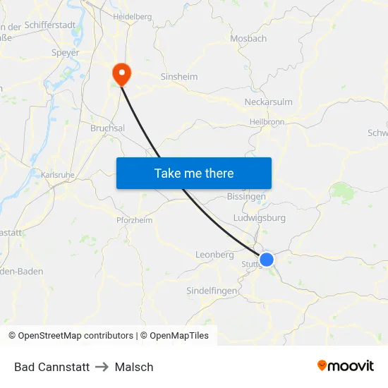 Bad Cannstatt to Malsch map
