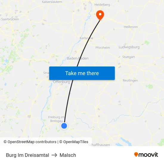 Burg Im Dreisamtal to Malsch map