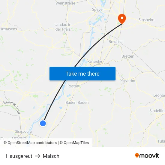 Hausgereut to Malsch map