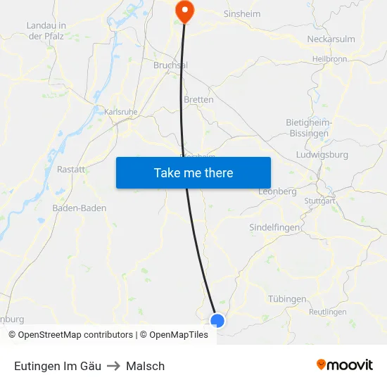 Eutingen Im Gäu to Malsch map