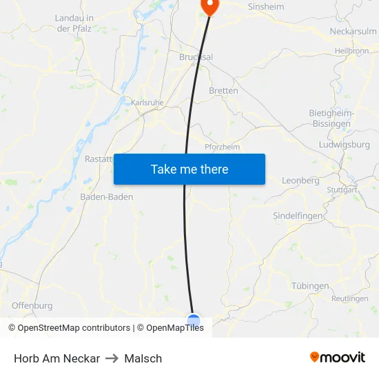 Horb Am Neckar to Malsch map
