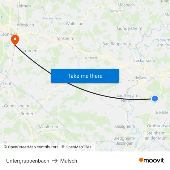 Untergruppenbach to Malsch map