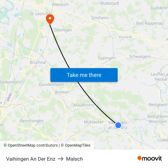 Vaihingen An Der Enz to Malsch map