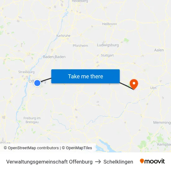 Verwaltungsgemeinschaft Offenburg to Schelklingen map