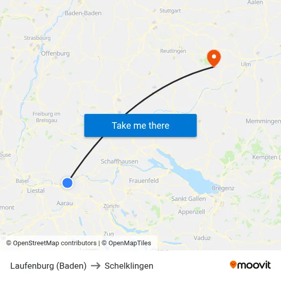 Laufenburg (Baden) to Schelklingen map