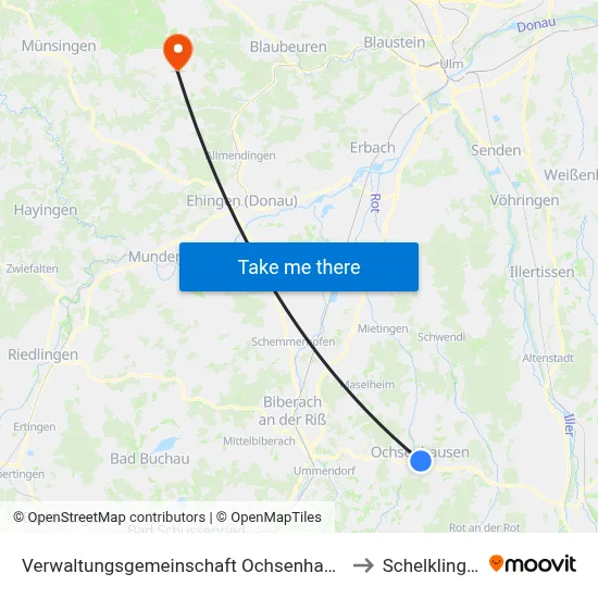 Verwaltungsgemeinschaft Ochsenhausen to Schelklingen map